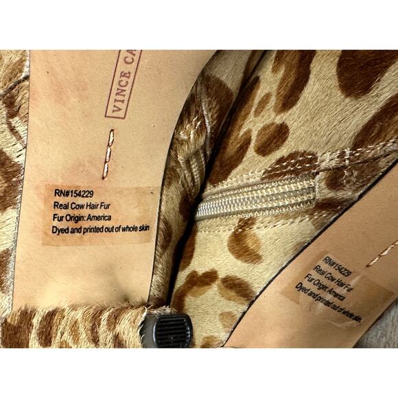 Vince Camuto Womens Ambind Ankle Boots Stiletto Cow Hair Leopard Zip Up 8M - Picture 14 of 15